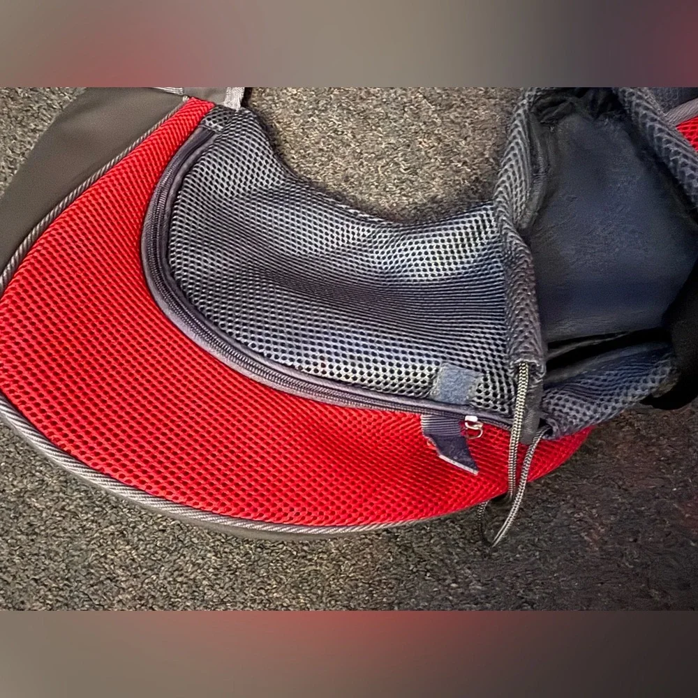 Red and Gray Sling Bag